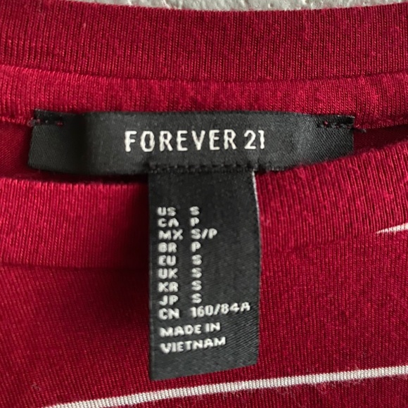 Forever 21 Red And White Striped Long Sleeve Shirt - Picture 2 of 3